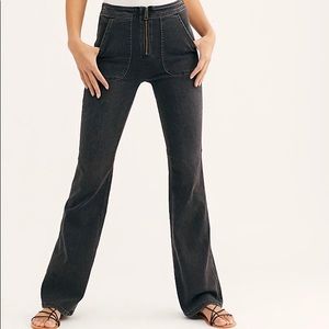 FREE PEOPLE ZIP UP BOOTCUT JEANS